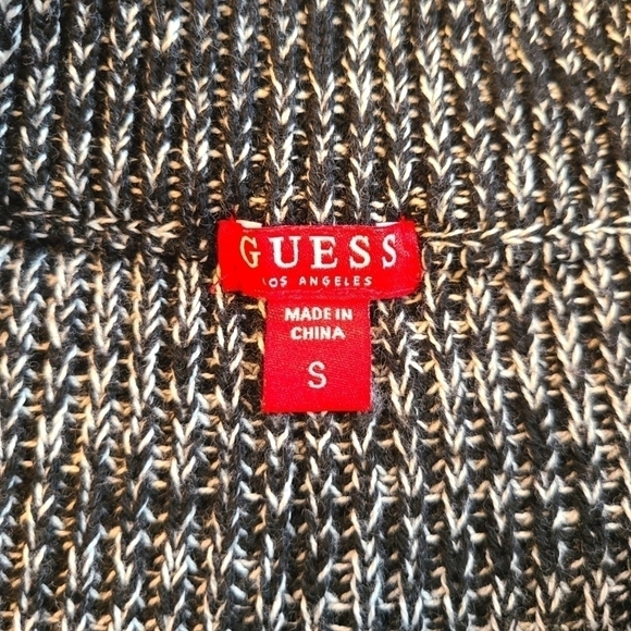 Guess Knit Wide Neck Sweater, Black and White, Size Extra Small - Picture 8 of 8